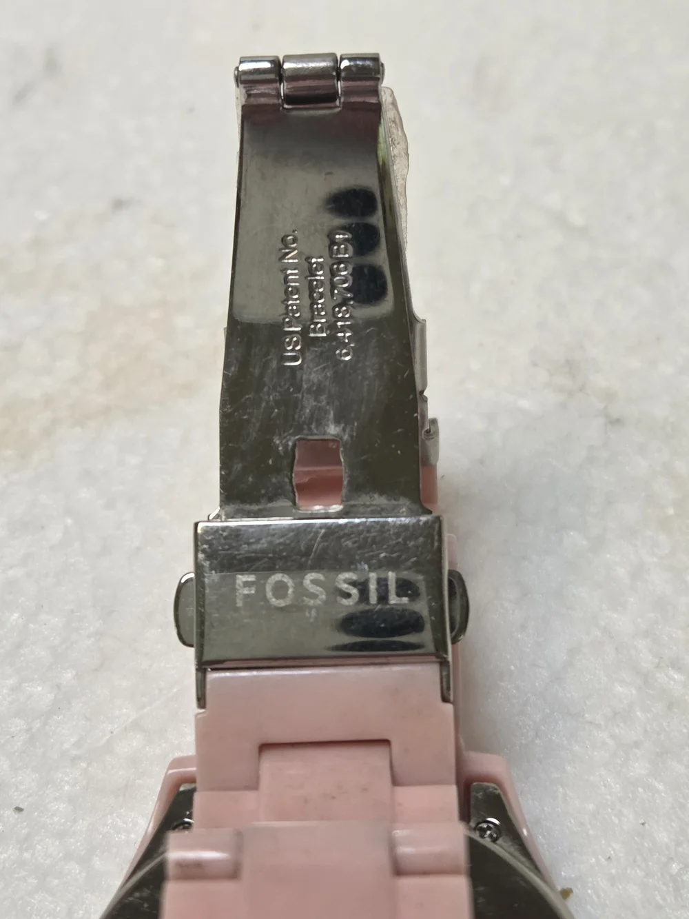 Fossil Pink Silicone Crystal Accent Women's Watch